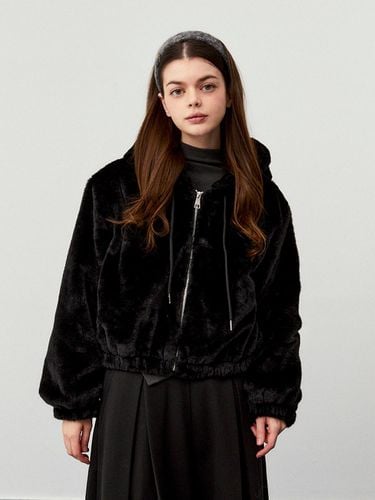 Faux Fur Oversized Hoodie Jacket [BLACK] - koolkitten - Modalova