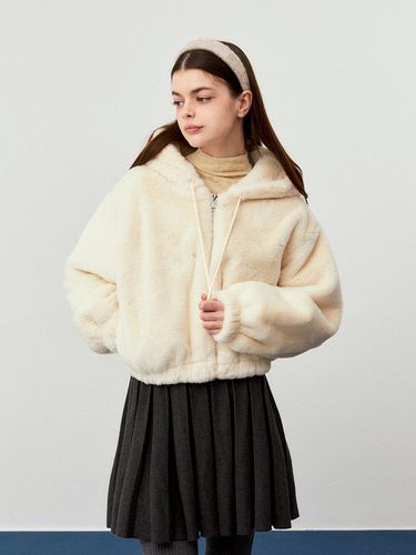 Fur Hoodie Cozy Jacket [Beige] - koolkitten - Modalova