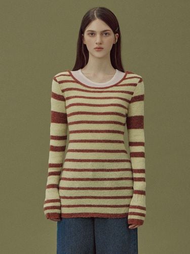 Stripe Color Block Wool Long Knit - TWEE - Modalova