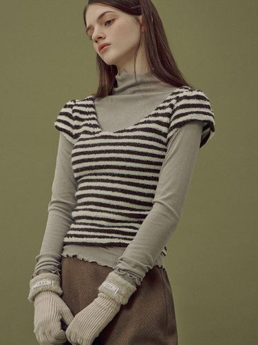 Striped Color Block Half Sleeve Knit - TWEE - Modalova