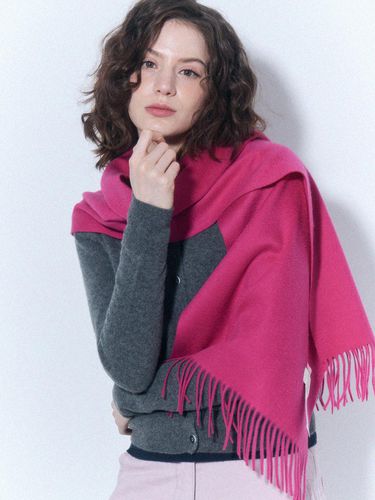 Cashmere Zibellin Wave Texture Muffler [PINK] (UFJWAM496C) - UNIT - Modalova