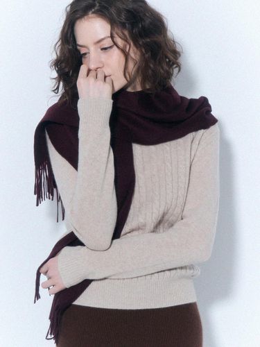 Cashmere Zibellin Wave Pattern 40cm Muffler [Wine] (UFJWAM496C) - UNIT - Modalova