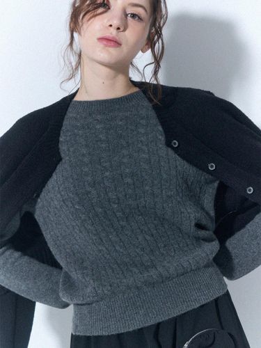 Cashmere Cable Crew Neck Pullover [] (ZFKKCN103C) - UNIT - Modalova