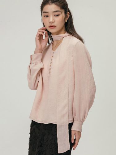 Double-layered Pleated Chiffon Blouse [PINK] - LEMAY - Modalova