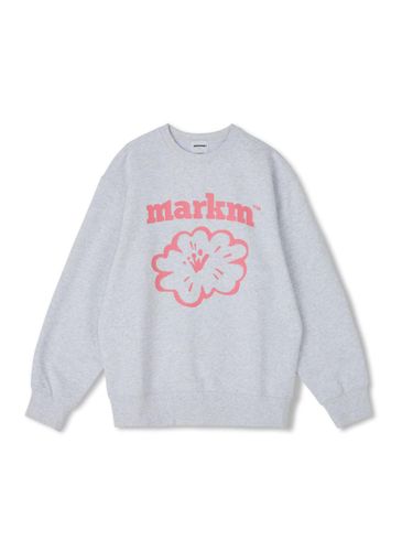 Big Flower Cotton-Polyester Relaxed Fit Sweatshirt [Light Grey] - MARKM - Modalova