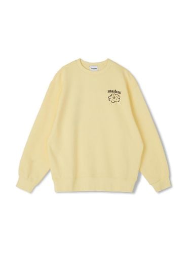 Loose Fit Cotton Blend Crew Neck Sweatshirt [Yellow] - MARKM - Modalova