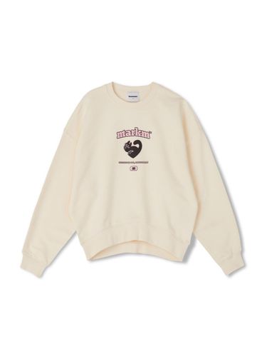 Heart Cat Loose Fit Sweatshirt [Beige] - MARKM - Modalova