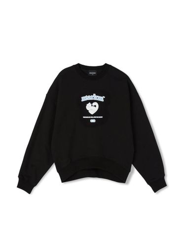 Heart Cat Cotton-Polyester Loose Fit Sweatshirt [Black] - MARKM - Modalova