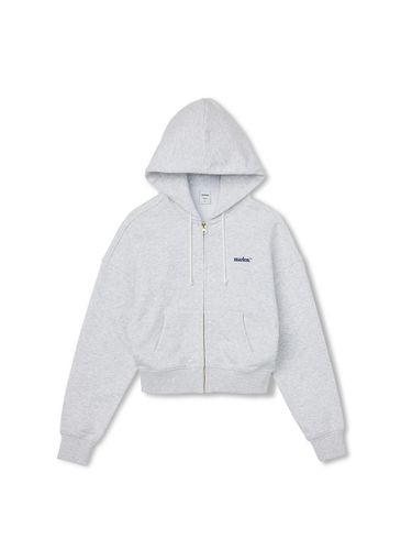 Small Logo Cropped Loose Fit Hoodie [Light Grey] - MARKM - Modalova