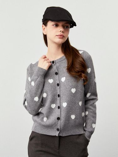 Hearts Pattern Slim Fit Cardigan [GRAY] - koolkitten - Modalova