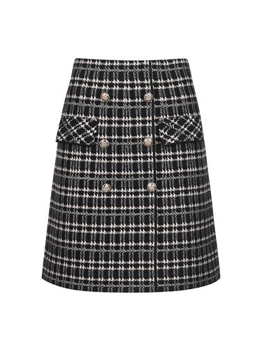 Check Pattern Double Button Knit Mini Skirt (DZ4WS098) - COIINCOS - Modalova