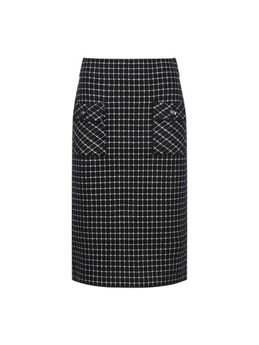 Check Pattern Double Button Knit Midi Skirt (DZ4WS099) - COIINCOS - Modalova