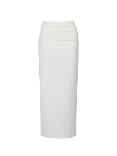 Folding Ribbed Cotton Blend Midi Skirt [Beige] - PAIN OR PLEASURE - Modalova