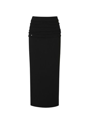 Ribbed Cotton Banding Midi Skirt [Black] - PAIN OR PLEASURE - Modalova