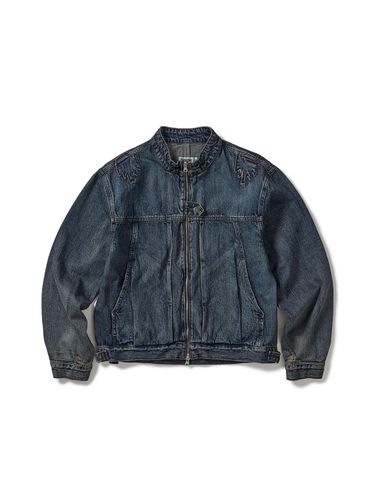 Cropped Vintage Denim Jacket [Blue] - karactor - Modalova