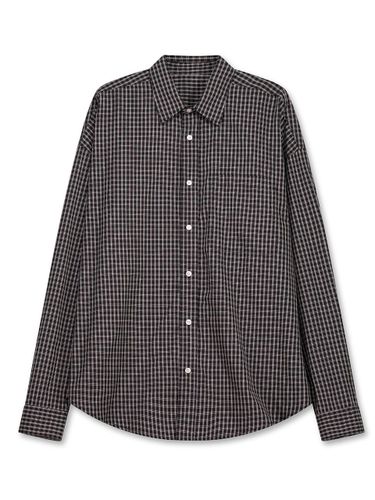 Oversized Small Check Cotton Shirt [Black] - DNSR - Modalova