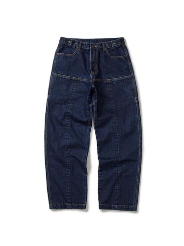 Regular Tapered Premium Cotton Denim Pants [Classic Blue] - karactor - Modalova