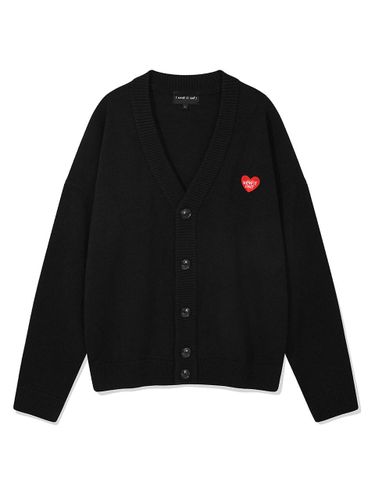 Heart Patch Premium Blend Cardigan [Black] - Wacky Willy - Modalova