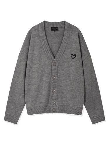 Heart Patch Cozy Basic Cardigan [Grey] - Wacky Willy - Modalova