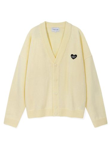 Heart Patch Classic Blend Cardigan [Ivory] - Wacky Willy - Modalova