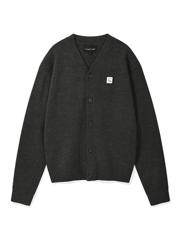 Wool Mix V-Neck Everyday Cardigan [Charcoal] - Wacky Willy - Modalova