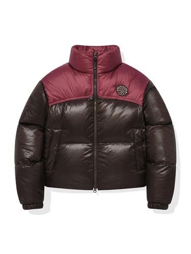 Color Block Semi-Overfit Crop Puffer Jacket [Brown] - Wacky Willy - Modalova