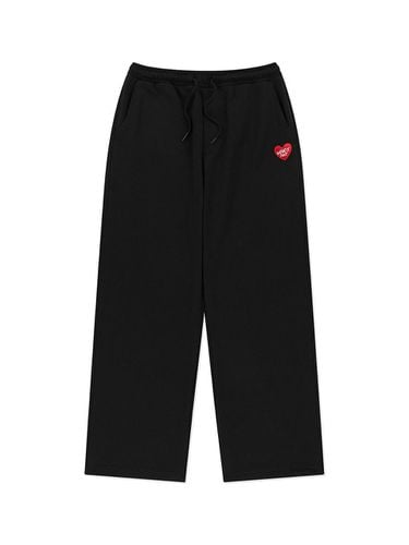 Heart Patch Wide Fit Cotton-Polyester Pants [Black] - Wacky Willy - Modalova