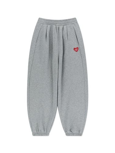 Heart Patch Balloon Fit Fleece-Lined Jogger Pants [Grey] - Wacky Willy - Modalova