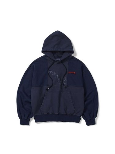 Grid Panel Heavyweight Hoodie [Navy] - karactor - Modalova