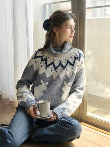 Turtleneck Fur Wool Knit Sweater - Simple Retro - Modalova