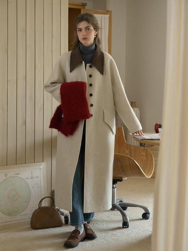 Adorable Wool Long Coat [2 Colors] - Simple Retro - Modalova