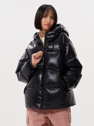 ダウンジャケット・コート Wacky Willy Women's Glossy Hooded Short Down Jumper Black Wacky Willy Overcoat | Modalova