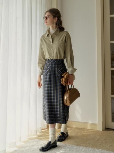 Vintage Plaid A-line Skirt - Simple Retro - Modalova