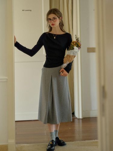 Wool Pressed A-line Skirt - Simple Retro - Modalova