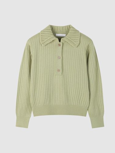 Shirt Collar Wool Blend Ribbed Pullover (NADW0-WSP220_400) - comgen - Modalova