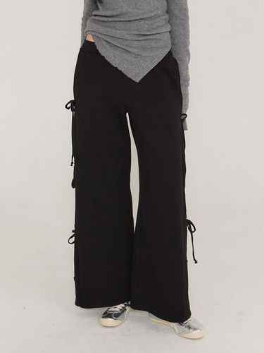 Side Tie Wide Leg Cotton Blend Sweatpants [Black] - DEARSTALKER - Modalova