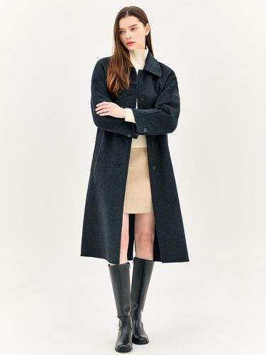 Cashmere Stand Collar Minimal Coat [Dark Green] (EMNBHHH030) - E.B.M (Edition by Michaa) - Modalova