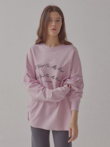 Oversized Heavy Terry Lettering Long Sleeve T-shirt [Power Pink] - DEARSTALKER - Modalova