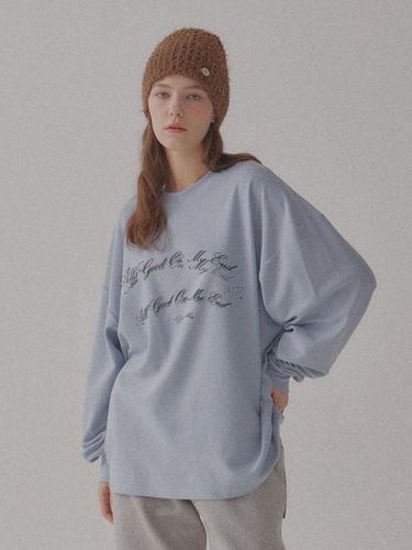 Oversized Lettering Long Sleeve T-shirt [Baby Blue] - DEARSTALKER - Modalova