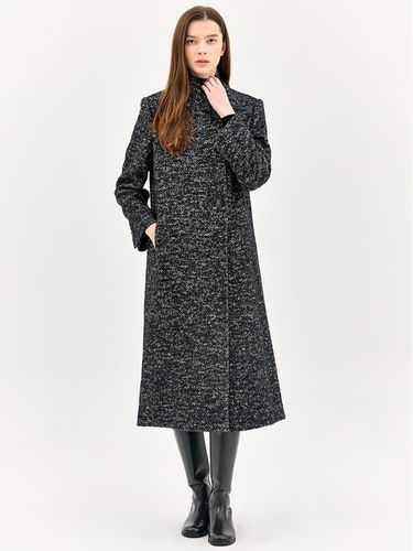 Single Button Herringbone Wool Long Coat [BLACK] (EMNBWHC070) - E.B.M (Edition by Michaa) - Modalova