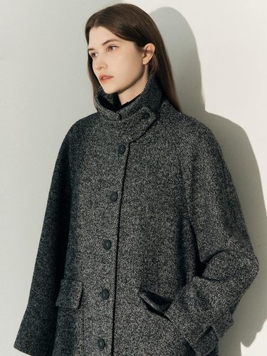 Alpaca Herringbone Long Regular Fit Coat (EMNBWHC020) - E.B.M (Edition by Michaa) - Modalova