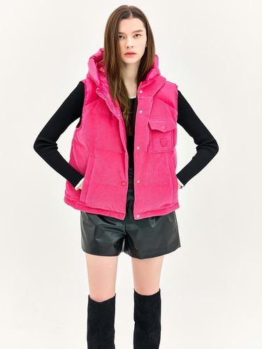 High Neck Corduroy Down Padded Vest [Hot Pink] (EMNAWPD160) - E.B.M (Edition by Michaa) - Modalova