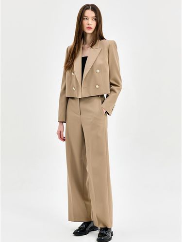 Semi-Wide Fit Wool Premium Pants [Beige] (EMO1WPT080) - E.B.M (Edition by Michaa) - Modalova