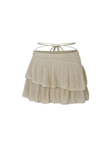 Elastic Knit Mini Skirt [Grey Beige] - PAIN OR PLEASURE - Modalova