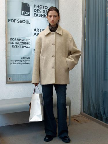 Mohair Oversized Half Coat [Light ] - BRENDABRENDEN SEOUL - Modalova