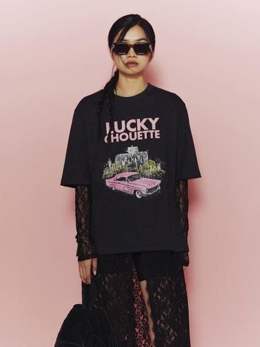 Print Point Loose Fit Short Sleeve T-shirt [Dark ] (LFTAS25030GYD) - LUCKY CHOUETTE - Modalova