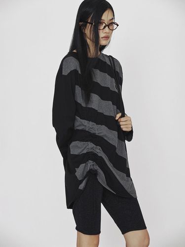 Stripe Solid Mix Cotton Long Sleeve T-shirt [Dark ] (LFTAS25060GYD) - LUCKY CHOUETTE - Modalova