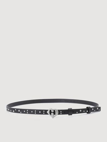 Stud Decorated Slim Leather Belt [] (LXAAM25020BKX) - LUCKY CHOUETTE - Modalova