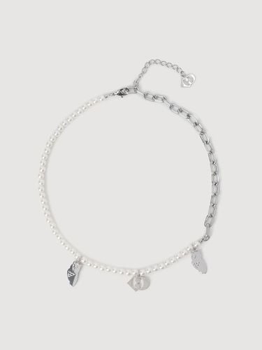 Pearl Mixed Chain Choker Necklace [Silver] (LXEAM25020SVX) - LUCKY CHOUETTE - Modalova