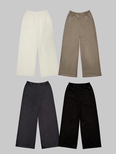 Basic Velour Wide-Leg Elastic Waist Pants - DEARSTALKER - Modalova